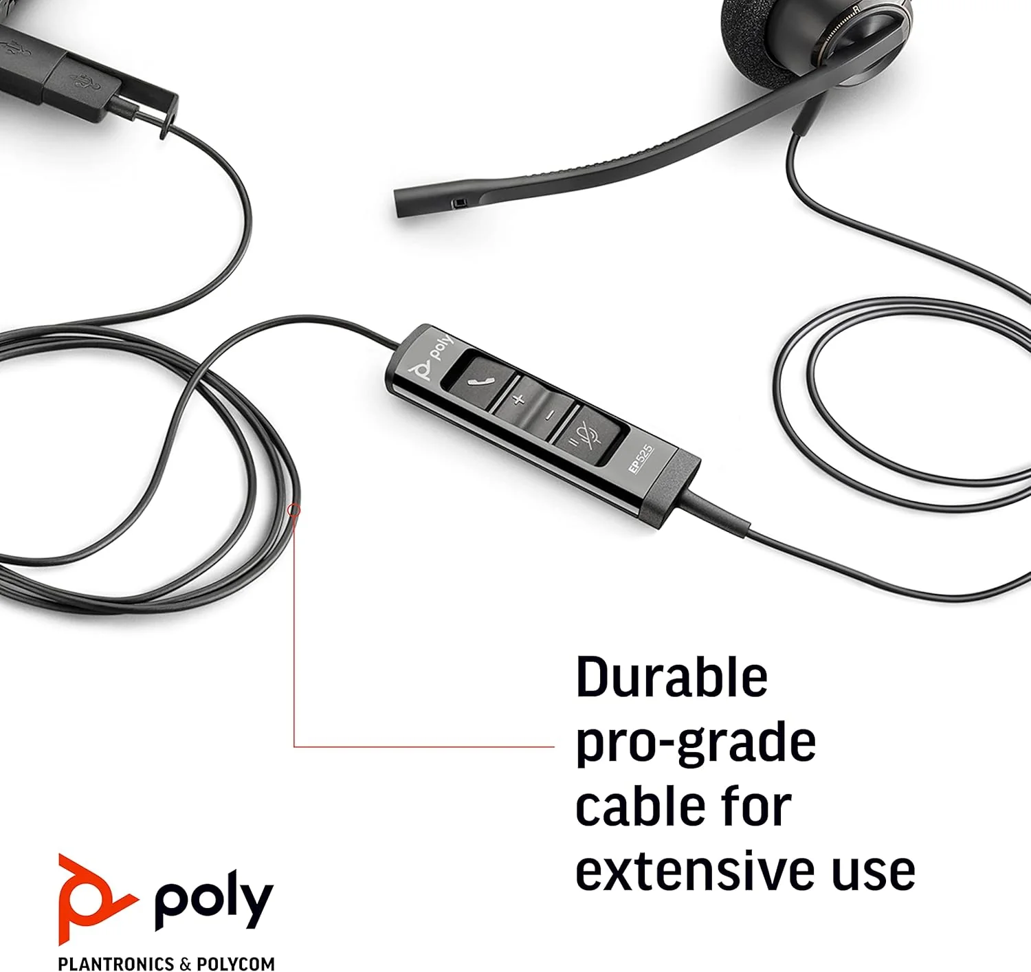 Plantronics Headset Poly EncorePro 525 USB-A Wired - Image 4