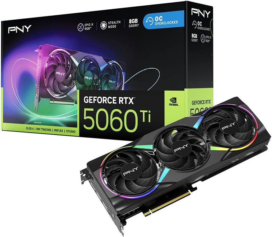 PNY Graphics Card NVIDIA RTX 5060 Ti Epic-X RGB Triple Fan 8GB GDDR7 - Image 3