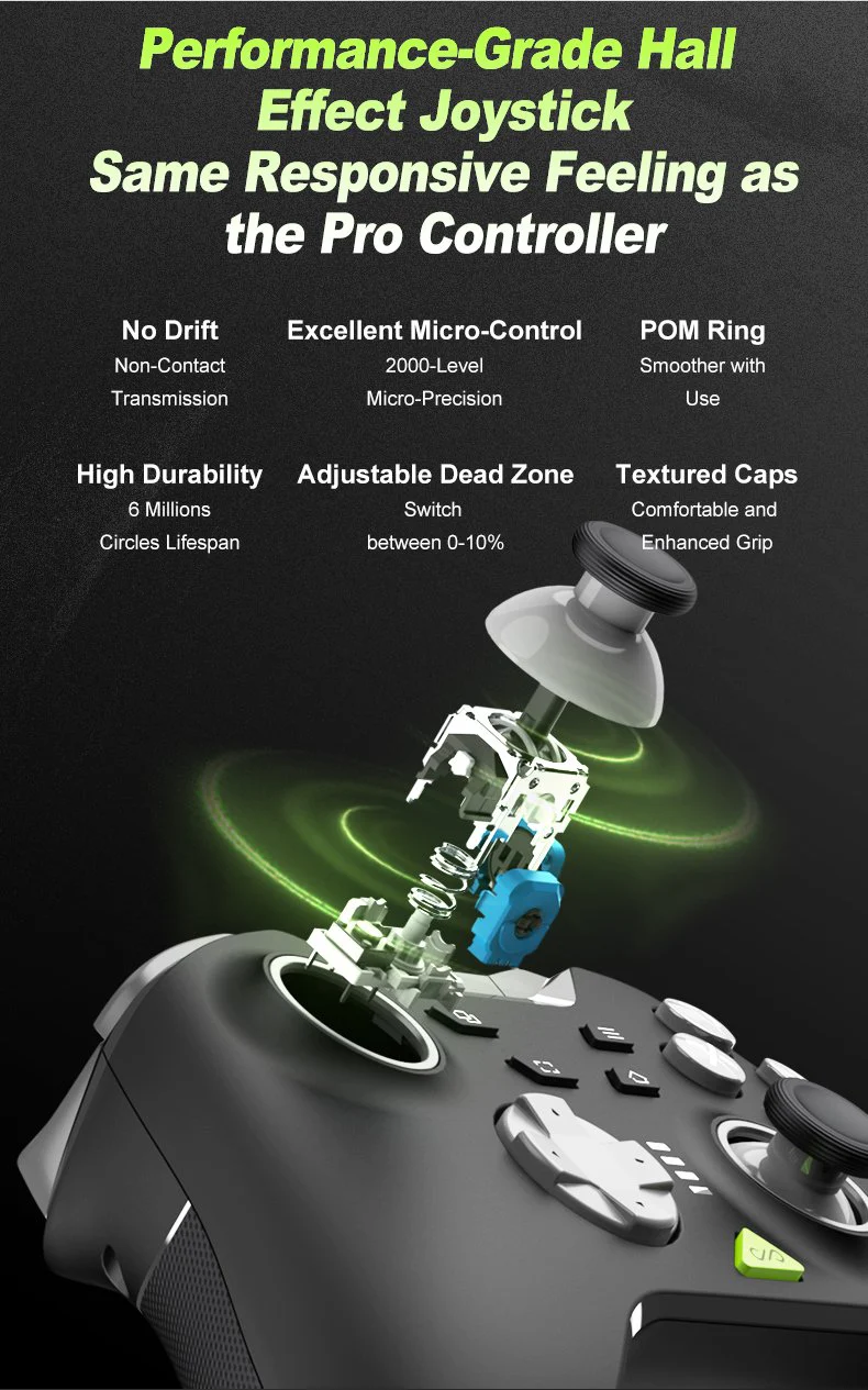 PXN Controller P5 Tri-mode Hall Effect Joystick Dual Vibration Black - Image 5