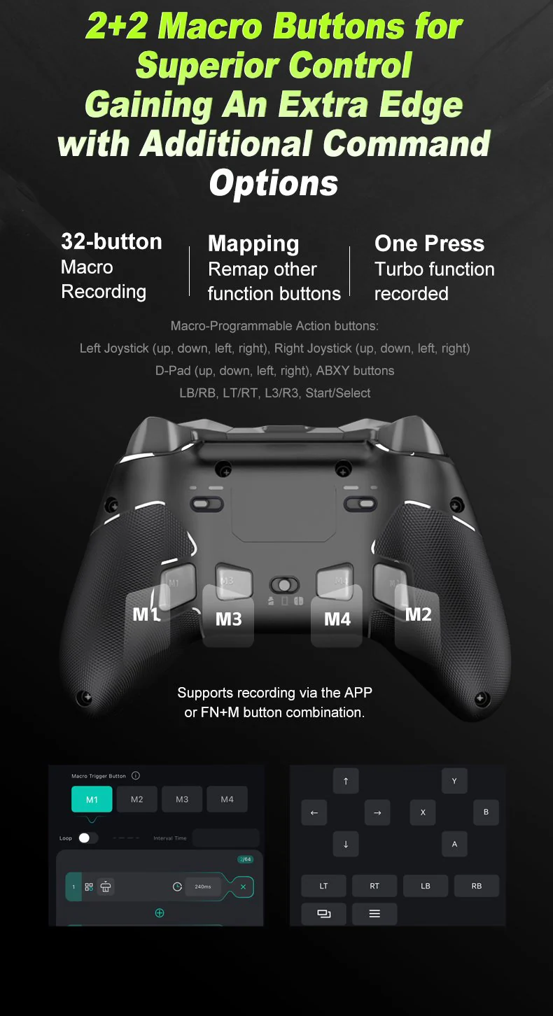 PXN Controller P5 Tri-mode Hall Effect Joystick Dual Vibration Black - Image 8