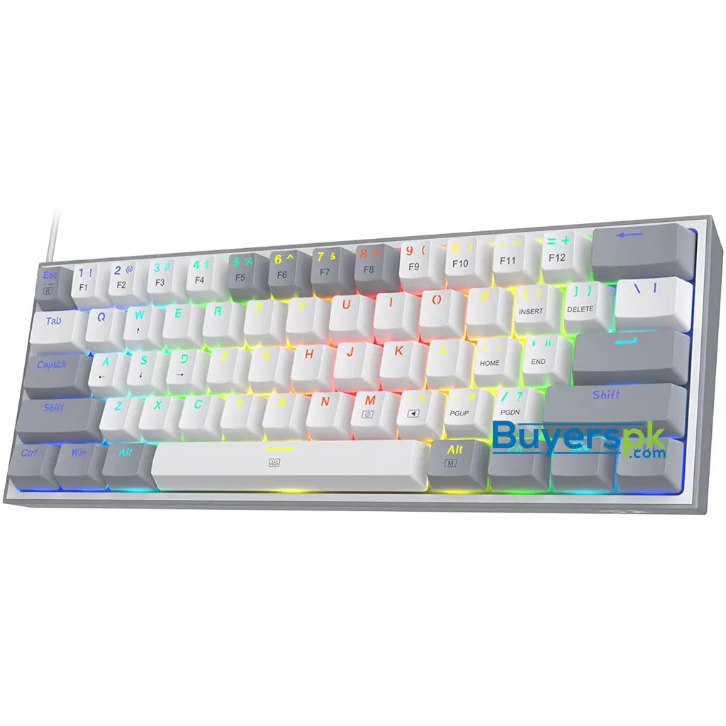 Redragon K616 Fizz 60% Wired Rgb Gaming Keyboard, 61 Keys Compact Mechanical Keyboard W/white And