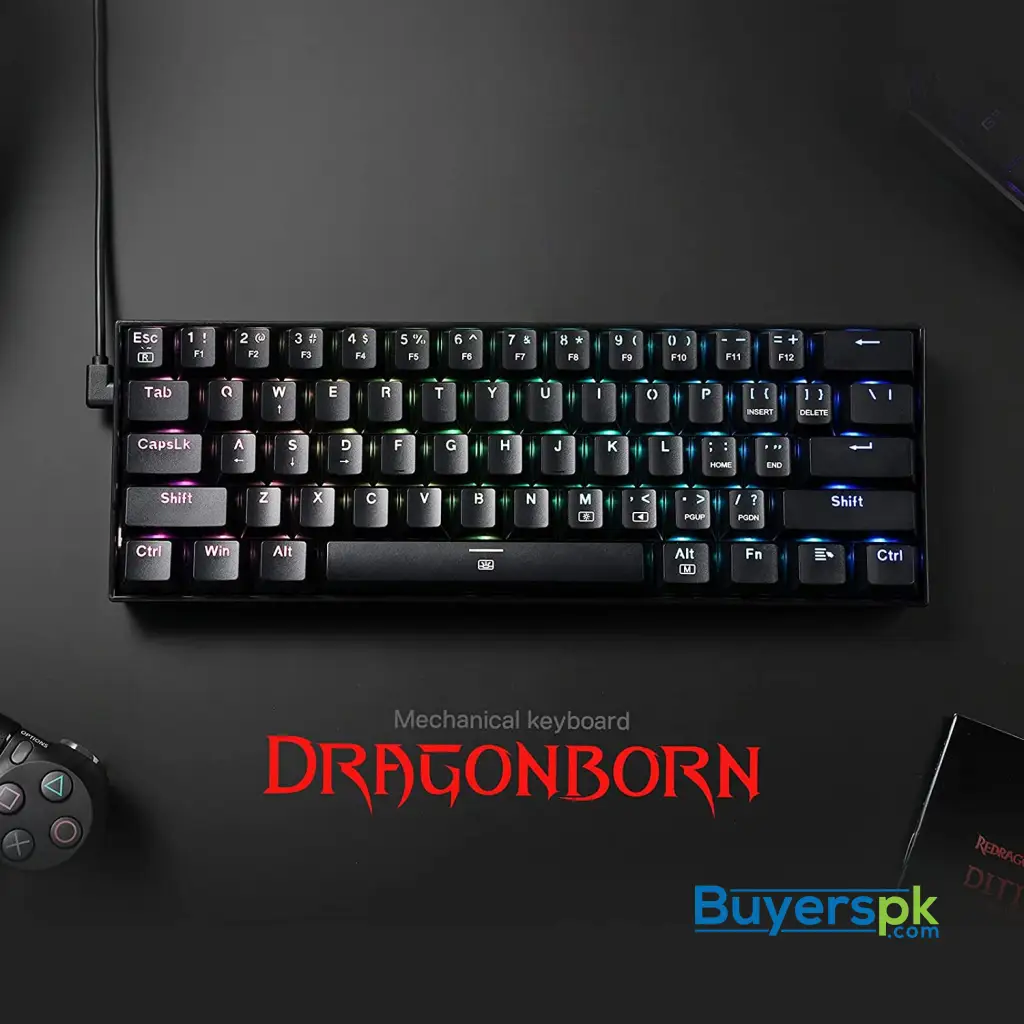 Redragon K630 Dragonborn 60% Wired Rgb Gaming Keyboard Black