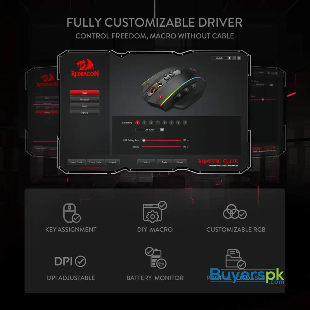 Redragon M686 Vampire Elite Wireless Gaming Mouse - Image 3