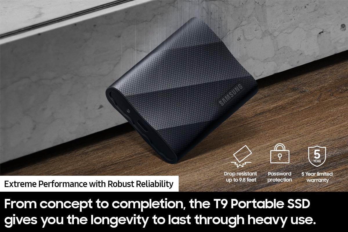 Samsung Portable SSD T9 USB 3.2 Gen2x2 2TB (Black) 2,000MB/s - Image 6