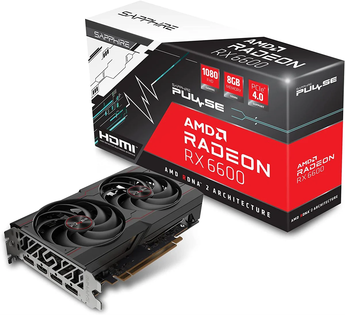 Sapphire Graphic Card RX 6600 Pulse 8GB AMD Radeon Used Without Box refurbished