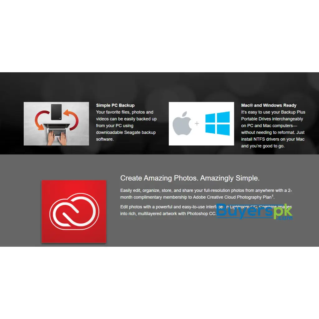 Seagate Backup plus Slim 1tb Usb 3.0 Stdr1000300 Black 3 Yrs Warranty - Image 4