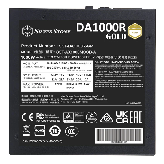 SilverStone Power Supply DA1000R Gold 1000W Fully Modular Black - Image 3