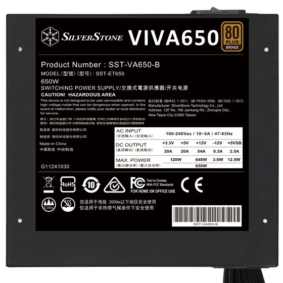SilverStone Power Supply VIVA 650 650 Watt 80+ Bronze - Image 2