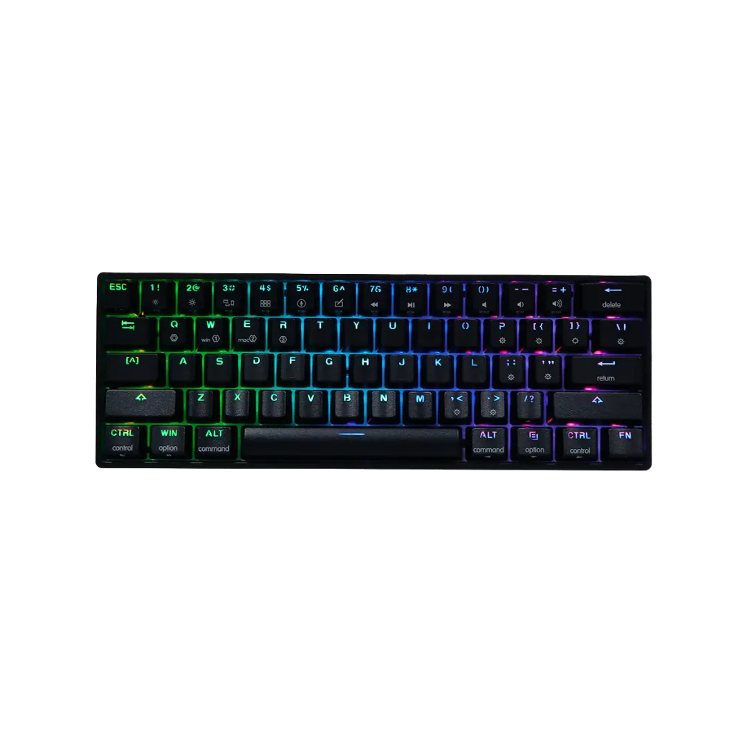 Tezarre Keyboard TK-63 Pro Mechanical Keyboard Tri-mode 60% Black - Image 3