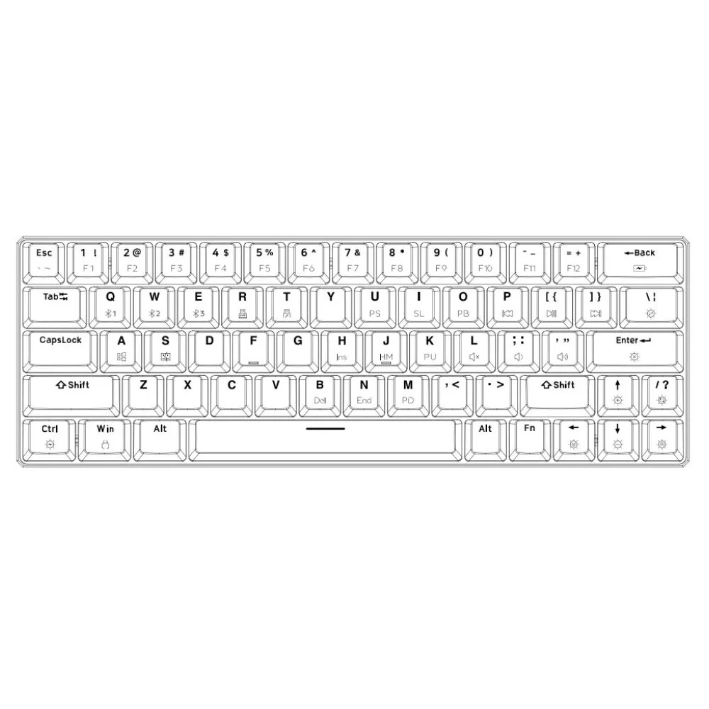 Tezarre Keyboard TK-63 Pro Mechanical Keyboard Tri-mode 60% White - Image 3
