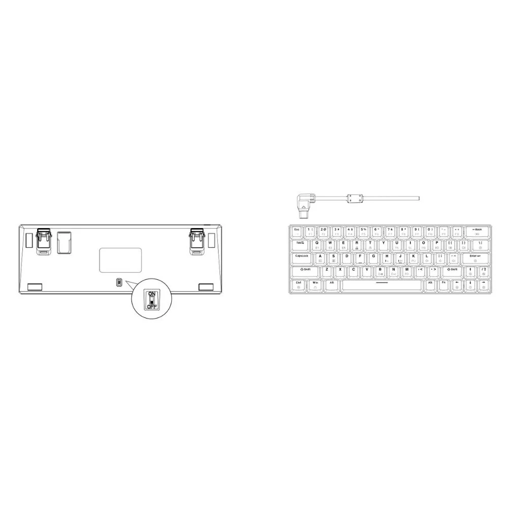 Tezarre Keyboard TK-63 Pro Mechanical Keyboard Tri-mode 60% White - Image 4