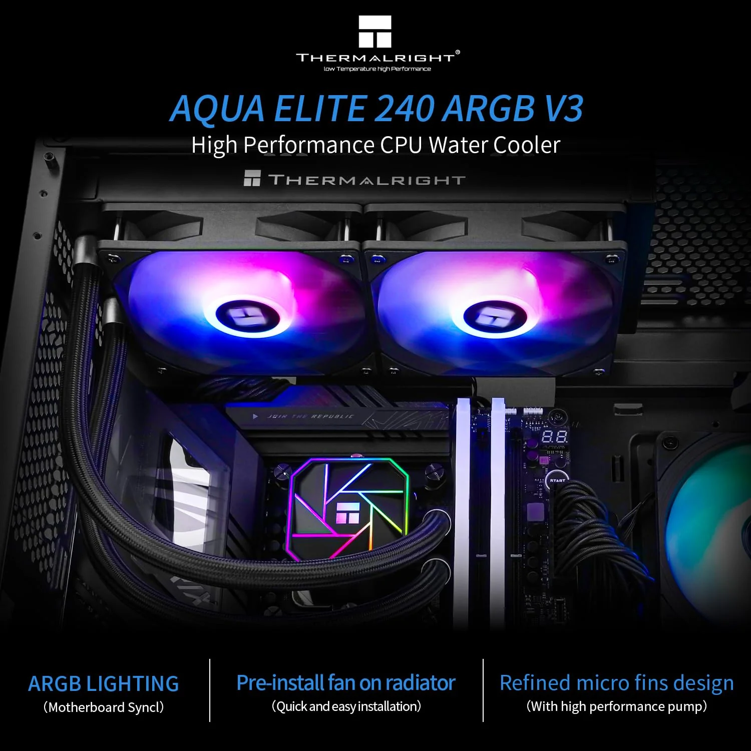 Thermalright Liquid Cooler Aqua Elite 240 V3 ARGB Black - Image 2