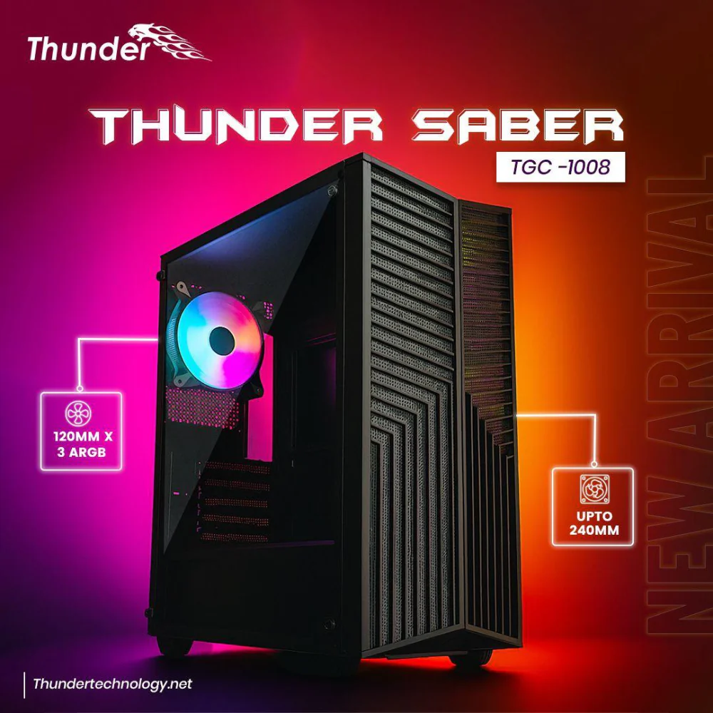 Thunder Casing Saber TGC 1008 With 3 RGB Fans
