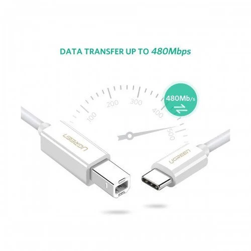 UGREEN Cable USB-C to USB 2.0 Print Cable 1.5m (White) - Image 2