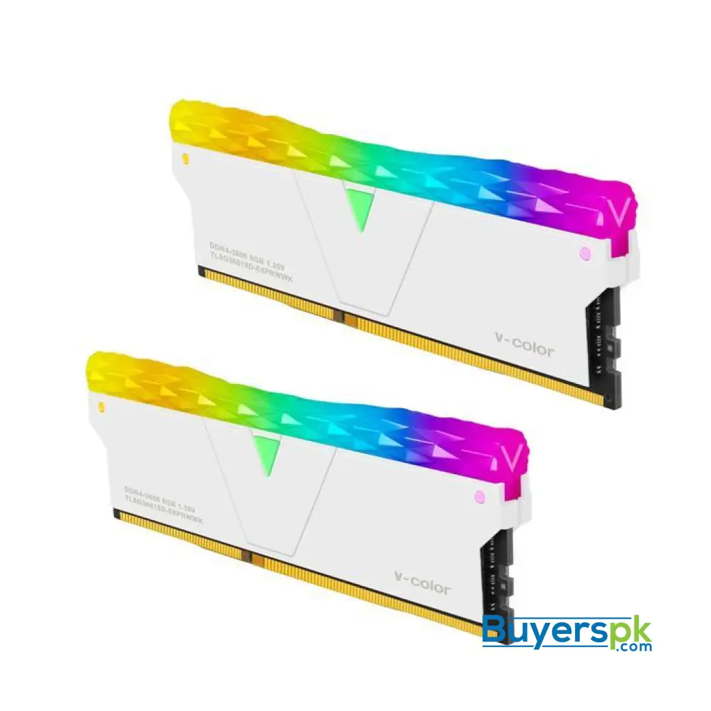 V-color Prism Pro Rgb 16gb (8gbx2) Ddr4 Dram 3600mhz Gaming Memory Ram - Glacier White - Image 3
