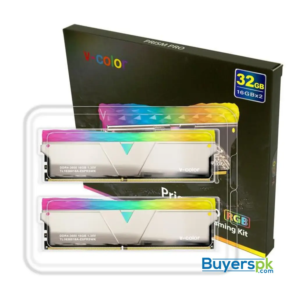 V-color Prism Pro Rgb 32gb (16gbx2) Ddr4 Dram 3600mhz Gaming Memory Ram - Silver Copper Alloy