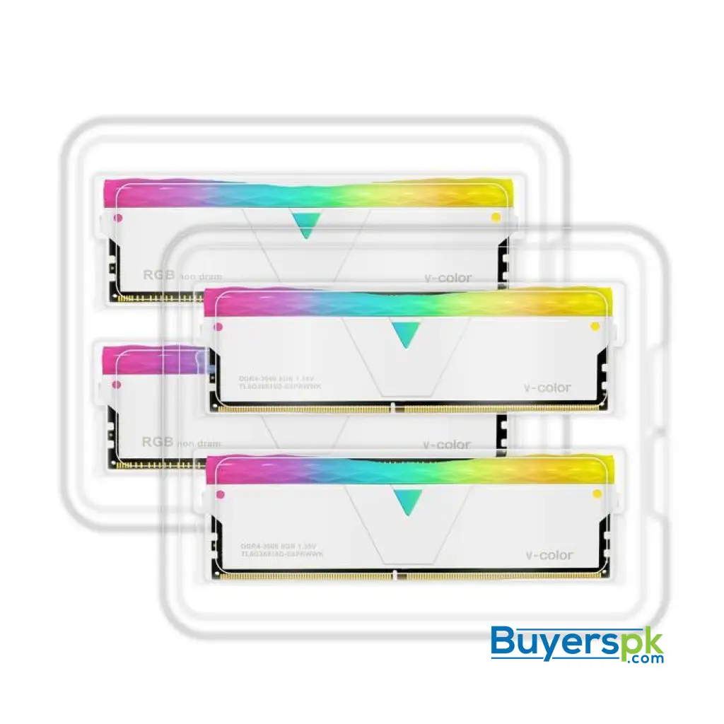 V-color Scc(2+2) Prism Pro Rgb 16gb (8gbx2) Ddr4 Dram 3600mhz Gaming Memory Ram - Glacier White - Image 2