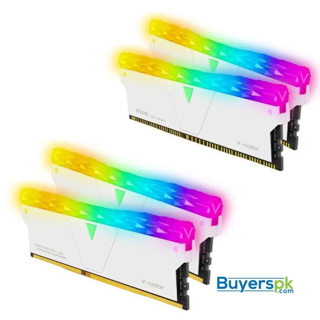 V-color Scc(2+2) Prism Pro Rgb 16gb (8gbx2) Ddr4 Dram 3600mhz Gaming Memory Ram - Glacier White - Image 3