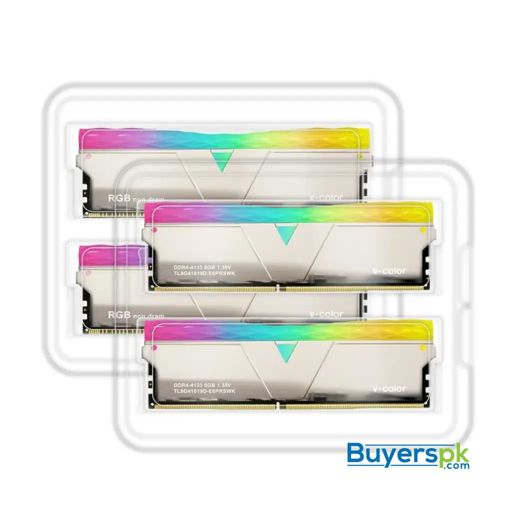 V-color Scc(2+2) Prism Pro Rgb 16gb (8gbx2) Ddr4 Dram 4133mhz Gaming Memory Ram - Silver