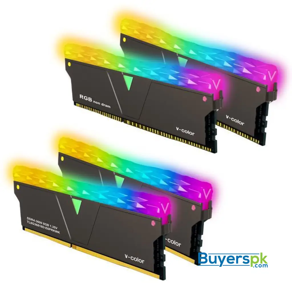 V-color Scc(2+2) Prism Pro Rgb 16gb (8gbx2) Ddr4 Dram 3200mhz Gaming Memory Ram - Jet Black - Image 2