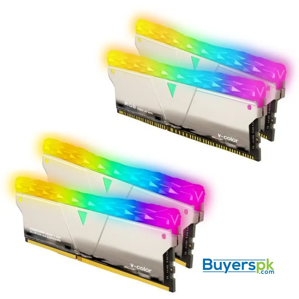 V-color Scc(2+2) Prism Pro Rgb 32gb (16gbx2) Ddr4 Dram 3200mhz Gaming Memory Ram - Silver - Image 2