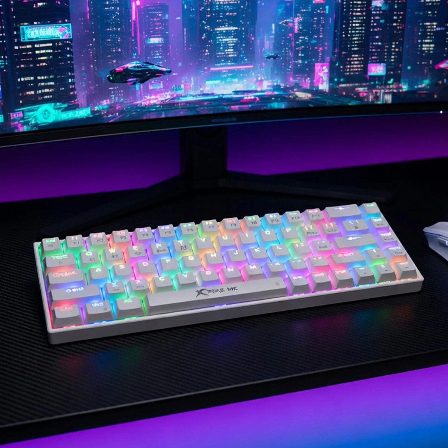 Xtrike Me Keyboard Gk-995w White 68 Keys Tri Mode Gaming Mechanical White - Image 2