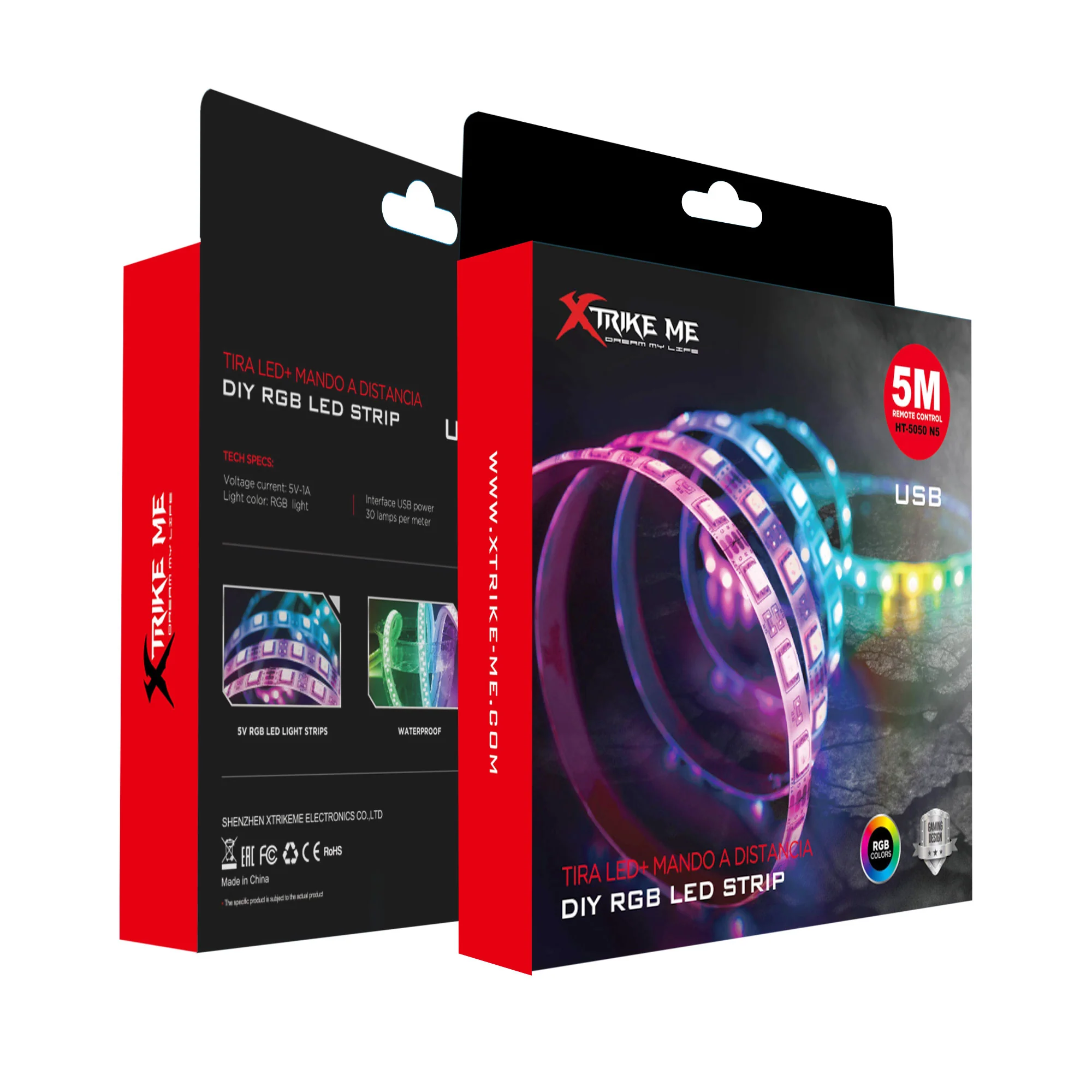 Xtrike Me Led Strip Ht-5050-b5 5 Meters Bluetooth V4.2 Rgb With App Control - Image 2