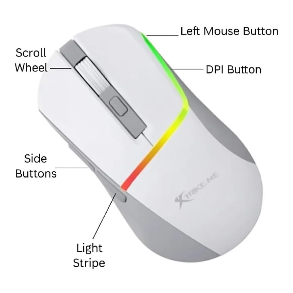 Xtrike Me Mouse Gm-322 Wired Gaming 7200 Dpi Rgb Backlight Ergonomic Design White