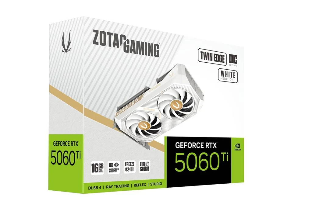 ZOTAC Graphic Card RTX 5060 Ti 16GB Twin Edge White Edition